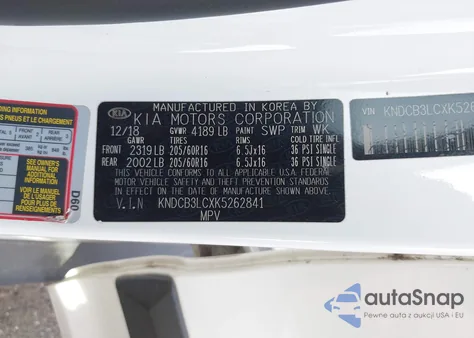 2019 Kia Niro Lx из США, поврежденный, VIN KNDCB3LCXK5262841